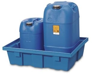 Denios Auffangwanne aus Kunststoff | ohne Gitterrost | blau | BxHxT 795 x 210 x 795 mm | Volumen 60 Liter | Arbeitssicherheit Notfall-Umweltschutz-Produkte säurefest