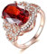 HCMA Bagues en Argent Classiques pour Femmes avec Forme Ovale Pierres précieuses Rubis Couleur Or Rose Charme Dame Bijoux Cadeau