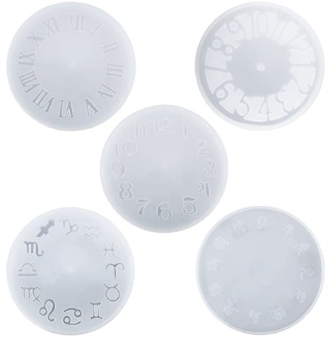 The Lord of the Tools 5 Stück Uhr Silikonformen Wanduhr Gießformen 5 Stile 12 Sternzeichen Hohle Arabische Ziffern Römische Ziffern 12 Konstellationen