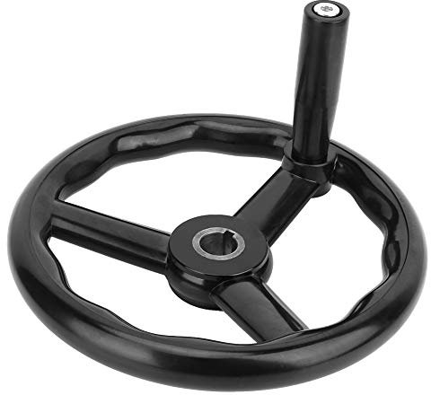 Yuecoom Handrad der Drehmaschine, 250 x 22 mm, Schwarzes, Rutschfestes Bakelit, 3-Speichen-Drehbank-Handrad mit Griff für Werkzeugmaschinen