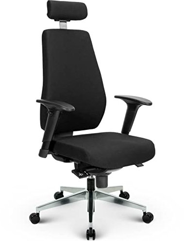 VERSEE Ergonomischer Chefsessel Bürostuhl V1404 aus Stoff in Schwarz mit Kopfstütze - Für Büro, Home-Office, Konferenzräume - Belastbar bis 150kg