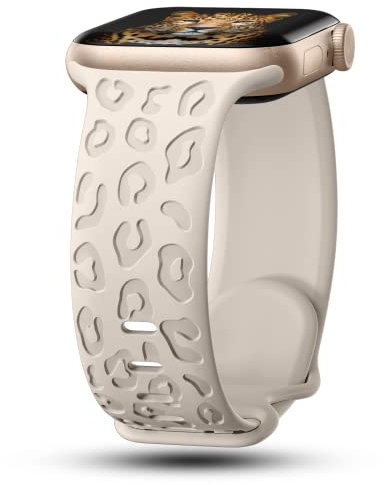 CreateGreat Cinturino in silicone con incisione leopardata, compatibile con Apple Watch da 40 mm, 41 mm, 38 mm, da donna, compatibile con iWatch serie 10, 9, 8, 7, 6, 5, 4, 3, 2, 1, SE Ultra,