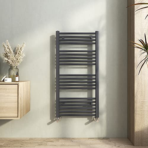 Heilmetz Bathroom Towel Radiator Anthracite, 1000 x 500 mm Radiator Towel Rail Towel Warmer Heated Towel Rail for Bathroom Central Heating Radiator