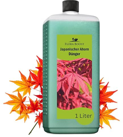 Konfitee Japanischer Ahorn Dünger Flora Boost 1000ml I Für bis zu 200L Gießwasser I Dünger für Ahorn Baum & Sträucher I Flüssiger Blatt- & Wurzeldünger I 100% natürlicher Pflanzendünger