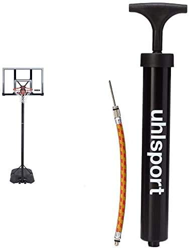 Lifetime 90001 Basketballanlage Boston Portable & uhlsport Ballpumpe klein (6), für Fußball, Volleyball & Co., kompakte Luftpumpe mit Flexibler Verlängerung, 100118701, Schwarz