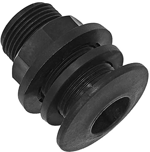 MegaHaustechnik Gewinde Fitting Verschraubung aus Kunststoff PP - Tankdurchführung mit Anschlag und Dichtung, mit 3/4 Rohr Zoll Aussengewinde AG, für Loch Durchmesser 26mm, max. Wandungsstärke 26mm