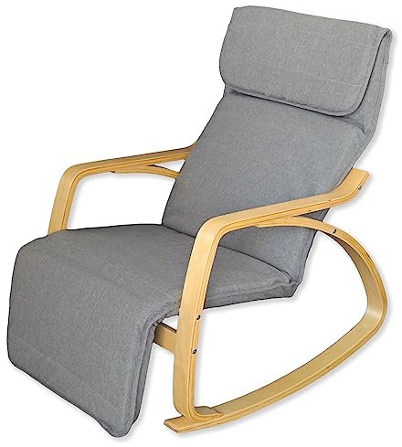YELLOO Sillón Relax Silla Mecedora Mod. Zen con reposapiés (Gris)