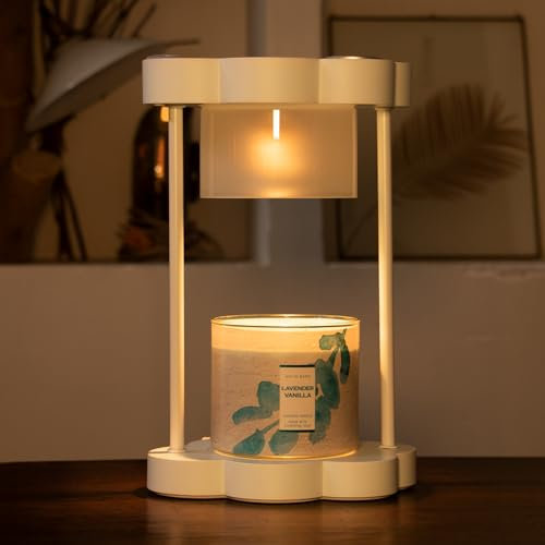 MAKYTWOW Candle Warmer Lamp with Dimmer, 2H/4H/8H Timer, Compatible with Yankee Candle Large Jar Candle, Safety Night Lamp for Home Scented Jar Candles Heater (Creamy White) (CLOUD-Creamy)