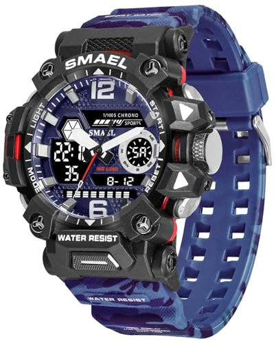 Militär Uhr Herren Armbanduhr Camouflage Digitaluhr 5 ATM Wasserdicht Military Watch Tactical Outdoor Digital Herrenuhr Schwarz Grün Jungen Sportuhr Männer Chronograph Herren Stoppuhr Sport Wecker