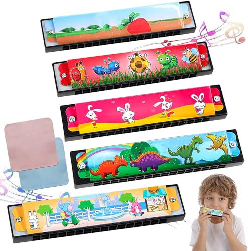Eniyou 5 pcs Mundharmonika Kinder Harmonica für Children Anfänger 16 Hole Harmonika Colour Harmonica Toy Spielzeug Harmonica Diatonische Mundharmonika Kinder mit 2 pcs Mundharmonika-Tuch