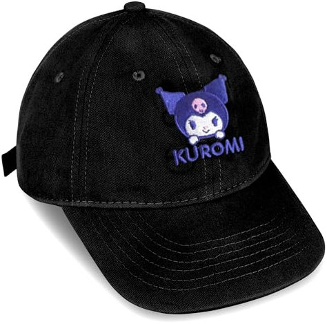 Roffatide Anime Kuromi Nette Big Kids Baseball Cap Einstellbare Cartoon Plüsch Baseball Hut für Frauen Männer Gedruckte Baumwolle Papa Hut Lila