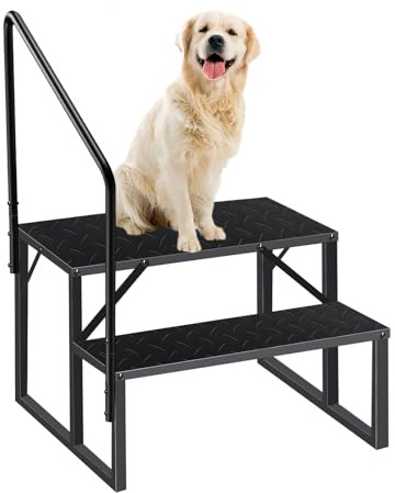 Scala a 2 Gradini con Maniglie, Scaletta Portatile per Camper, Scala per Esterni, Scala per Piscina, Scala per Animali Domestici, Scaletto con Corrimano in Acciaio con Portata di 300 Kg