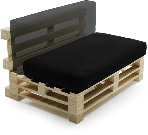 bananair - Palettenkissen Outdoor Wasserdicht & Abnehmbar - Schaumstoffpolsterung, Bequem - Polster Ideal für Europaletten, Palettenmöbel, Gartenmöbel (Sitz- oder Rückenkissen, 120x60 cm, Schwarz)