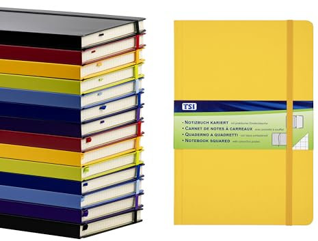TSI Notizbuch A5 kariert, Farbe orange (safran), 192 Seiten, mit Innentasche, Lesezeichen, Elastischer Verschluß, Art.Nr. 63555-OR