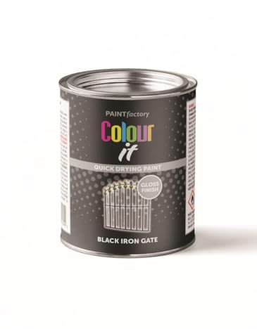 Inspired Essentials 300ml Non Drip Paint Tin Exterior Interior Hard Drying Performance Multi-Purpose Tin for Metal, Wood, Plastic, Walls with Perfect Finish (1, Iron Gate Black Gloss)