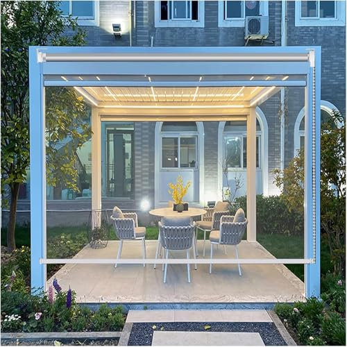 EdfYHSL Transparent Waterproof Roller Blinds, Transparent Roller Blinds For Pergola, Gazebo, Greenhouse,Waterproof And Windproof Transparent Roller Shades(1.4x2.5m)
