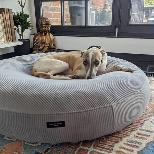 EDEL&SCHNELL Hundebett Wechselbezug in Grau, Ersatzbezug für runde Hundebetten 65 cm, Bezug aus weichem Baumwoll-Cord-Stoff