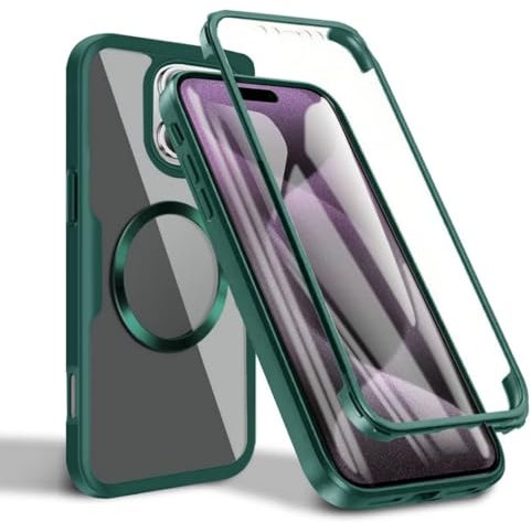 Aithne Magnétique Coque pour iPhone 11 Pro,Compatible avec MagSafe avec Protection D'écran,Protection Caméra, 360 Degrés Antichoc Protection Complète Bumper Double Étui Housse -Vert