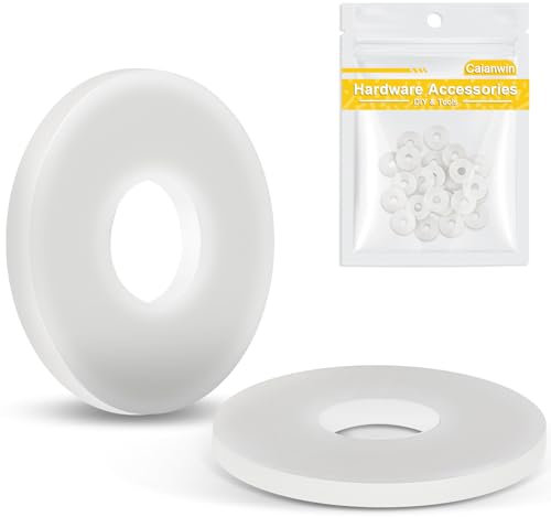 Caianwin Lot de 25 rondelles M4, grandes, en plastique, blanches, DIN 9021, en nylon, rondelles plates en plastique pour vis M4, tiges filetées, écrous