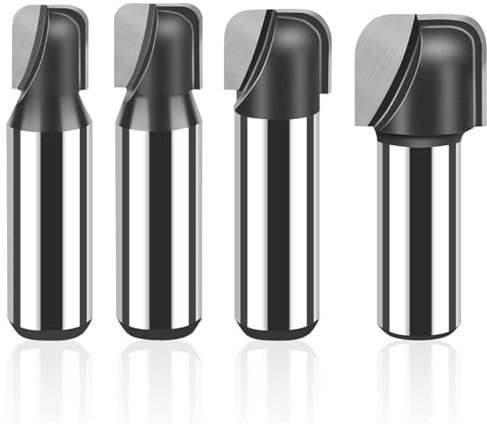 4pcs/set Bowl And Tray Template Router Bits, 12mm 1/2 Inch Shank Round Nose Groove Woodworking Carving Cutting Tool(4pcs 12mm shank)