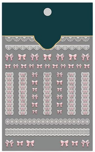 Lace Bowknot Nails Art Stickers 5D Embossed Nails Stickers Bowknot White Lace Self Adhesive Nails Art Supplies Decals