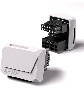EZDIY-FAB Shield PCIe 5.1 GPU Stromadapter-12VHPWR/12V2x6 16Pin Rechtwinkliger Adapter für 12+4pin RTX 3090Ti 4070Ti 4080 4090 GPU,180 Grad Winkel-STD Typ,Weiß,1Pack