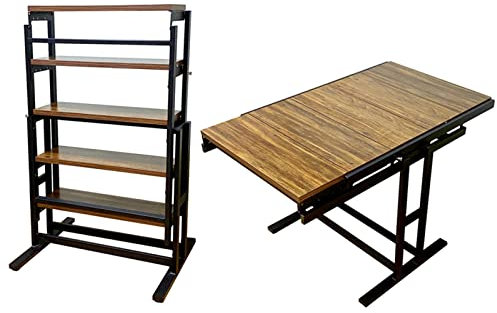 2 in 1 Klappbarer Esstisch und Bücherregal - Multifunktionales Regal, ausziehbar, verformt, teleskopisch, platzsparender Küchentisch