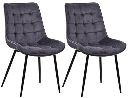 Zedelmaier Esszimmerstühle Stühle 2er Set Esstisch Stühle Küchenstühle Essstühle Esszimmer Stuhl Polsterstuhl mit Rückenlehne Metallbeine für Esszimmer Wohnzimmer Küche (Grau-Smat, Extra breit)