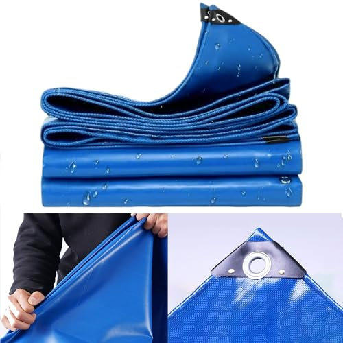 tarpaulin ground sheet 3x10.5 m 500g/m² cover up with eyelets, waterproof for Garden Beach Patio, 99% UV Block, Free Fixing Kit LXX94W, Blue