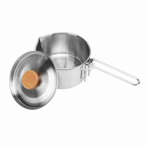 Pentola da Campeggio Versatile Acciaio Inossidabile 304 1L con Manico Pieghevole Bollitore Portatile per Escursioni e Picnic Pentola Bollente Stabile e Durevole