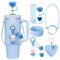 XPHZZL Stanley Cup Accessories Set, 8PCS Decor, Includes Splash Cover, Coaster, Straw Cover, Water Bottle Handle Strap, Charms for 40oz and 30oz Tumbler - Blue