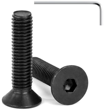 Tunejoy Viti a Testa Svasata M8 x 35 mm Nero Vite a Brugola Bulloni in Acciaio Inox A2 V2A Viti a Testa Piatta Norma DIN 7991 con Chiavi a Esagono Filettatura Completa 20 pezzi