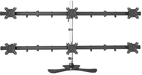 Table Top TV Stand - Height Adjustable Monitor Desk Mount - Mobile TV Mount - Portable Monitor Mount, Monitor Arm Stand, Holds 6 Screens, Fit 15-27 Inch Flat Screen