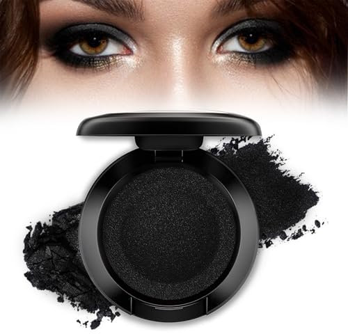 Lilbitty Schwarzer Lidschatten Mit Hoher Pigmentierung, Einfache Anwendung, Matte Wasserfeste Single Eyeshadow Mit Langer Haltbarkeit Und Augen Make-up Pinsel