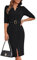 GRACE KARIN Women's 3/4 Sleeves Slim Fit Pencil Dresses Summer Solid Color Black Dress with Belt Black XXL