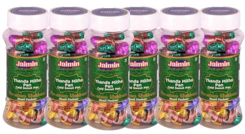 Jaimin Thanda Mitha Pan 120g (Pack of 6) | Ideal Post-Meal Digestive & Mouth Freshener | Sweet & Cooling Flavor | Hygienic and Portable Packaging | No Artificial Preservatives