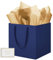 HONTIUS Geschenktüten Groß, 11.8 Quadratische Geschenktüten Geschenktüte xxl mit Taschentuch und Karten, Lächeln Geschenk Tüte Papiertüten mit Henkel 30 * 30 * 30cm Gift Bag Bags (Blau, 1 Stück)