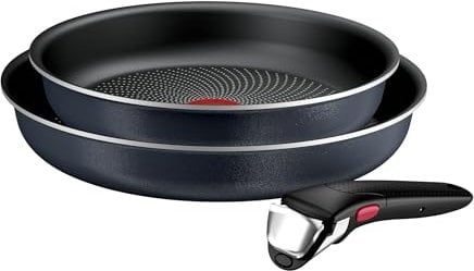 Tefal Ingenio Enjoy - Juego de 2 Sartenes 24/28 cm + Mango extraíble, Apto inducción, antiadherentes, revestimiento titanio, Thermo-signal, calentamiento rápido, apto lavavajillas y horno