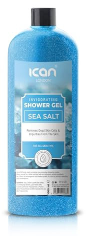 ican London Sea Salt Shower Gel, Invigorating and Exfoliating, 1000ml