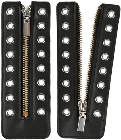 1 Paar Schnürstiefel Reißverschlusseinsätzen aus Leder 16*5.5cm, 4.8mm 8 Metallösen Schnürsenkel mit Reißverschluss Stiefel Schnürsenkel Schwarz Schnürsenkel Ohne Krawatte für Erwachsene Krawattenlose