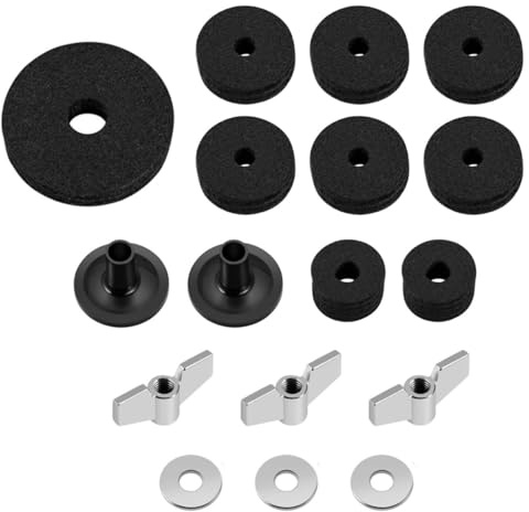 Orivin 18 Pcs Drum Kit Replacement Accessories Stand Felts Hi-Hat Clutch Felt Cup with Sleeves, Base Wing Nuts and Washers