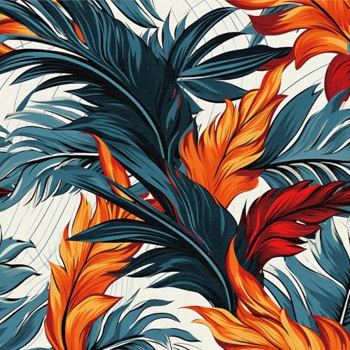 Self Adhesive Wallpaper Exotic Vintage Tropical Leaf, 44x600cm Waterproof Vinyl Wall Stickers, Peel and Stick Retro Botanical Wallpaper Decorative, Film Living Room Bedroom Kitchen Furniture.
