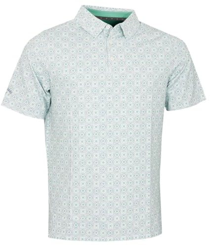 Callaway Golf Mens Golf Foulard Printed Wicking Polo Shirt