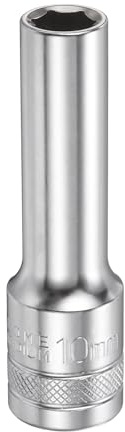 sourcing map 6 Points Deep Socket 1/2 Drive 10mm Deep,78mm/3.1 Long | Metric CR-V Steel Polished Nickel Plating Hex Socket Tool,for Home Auto Nuts Bolts Repair