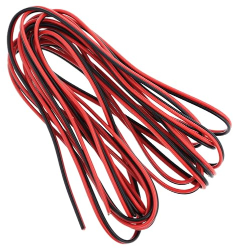 QWORK® 18 AWG PVC Electrical Wire, 2 x 5M (16.5ft) Red & Black Extension Cable for LED Strips & DC Connections, Flame Retardant