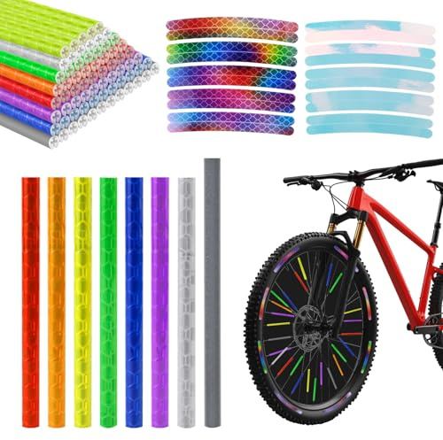 Lot de 176 Réflecteurs de Rayons de Vélo, 96PCS Réflecteurs de Rayons à 360° avec 80PCS Autocollants Réfléchissants pour Visibilité, Catadioptres Colorés pour Vélos de Route et vélos pour Enfants