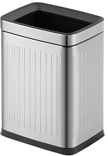 RUNZE765Z Corbeille à Papier Poubelle Double Couche en Acier Inoxydable, Corbeille à Papier Ouverte, Poubelle de Bureau Minimaliste Poubelle De Bureau(Silver)