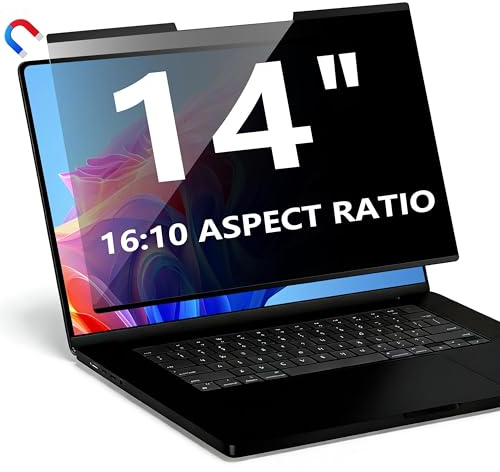 Magnetic Laptop Privacy Screen 14 Inch 16:10, Removable Computer Privacy Filter Shield and Anti Glare Blue Light Screen Protector, Compatible with HP Dell Acer Asus Samsung Lenovo ThinkPad | Removable Laptop Privacy Filter Shield and Anti Glare Protector, Compatible with HP Dell Acer Asus Samsung Lenovo ThinkPad