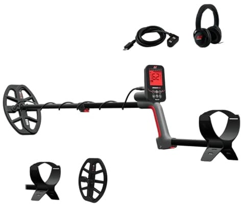 Minelab Vanquish 460 - Rilevatore di metalli completamente automatico, leggero e impermeabile con tecnologia Multi-IQ, include bobina doppia D V10X da 25,4 cm e cuffie con cavo