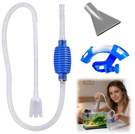 Sifone per Acquario con Pompa Manuale, Include Tubo, Pompa, Supporto e Ugello, 1.5 Metri - Kit Completo per Cambio Acqua e Pulizia Ghiaia, per Acquari Piccoli e Medi